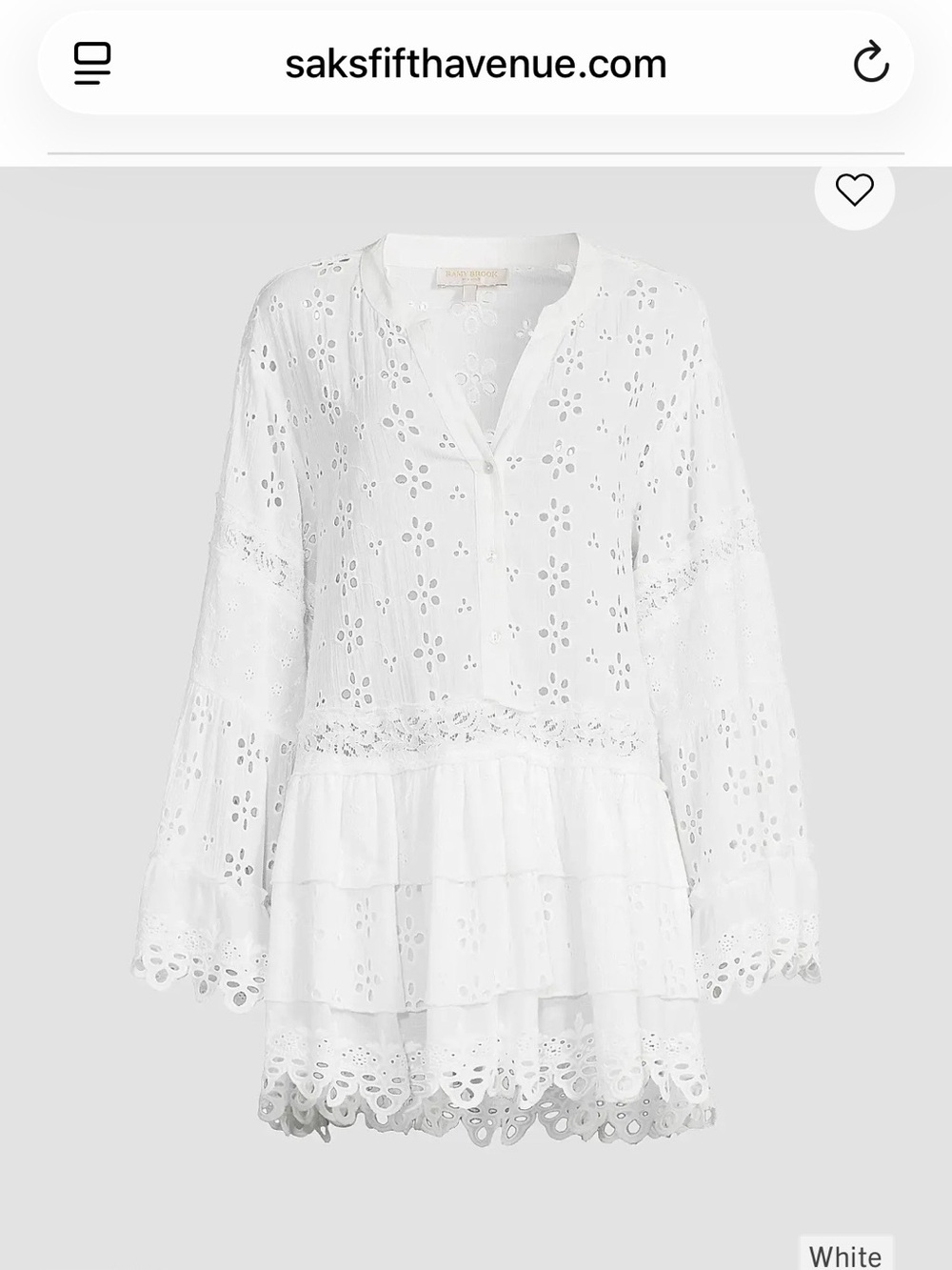 Ramy Brook Cotton Eyelet Coverup, Small